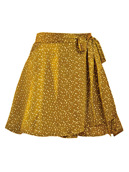 High Waist Wrap Skirt Women Tie Chiffon Satin Mini Skirt
