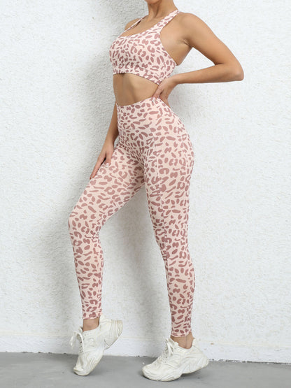 Women's Leopard Print Athletic Set - High-Waist Hip-Lift Sports Suit