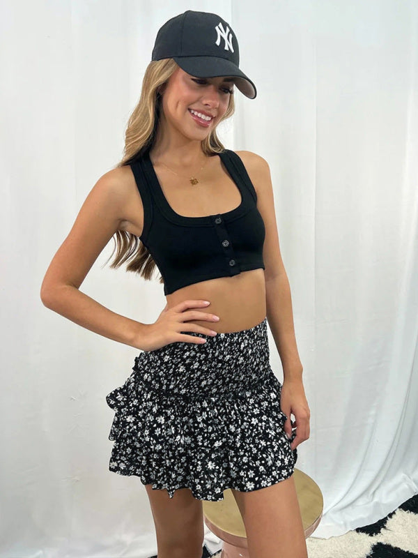 Women's Casual Fashion Versatile Printed Short Skirt Cute