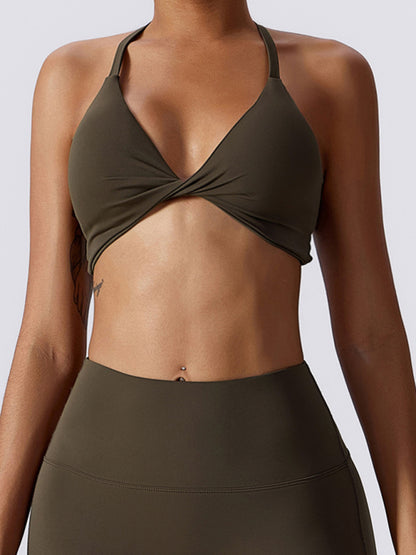 Women's Knotted Suspenders Sports Tight Vest Coffee