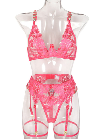 Modern embroidered bra retro decorative sexy push-up underwear set