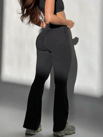Women's High-Waist Flare Yoga Leggings - Butt Lift & Tummy Control Black
