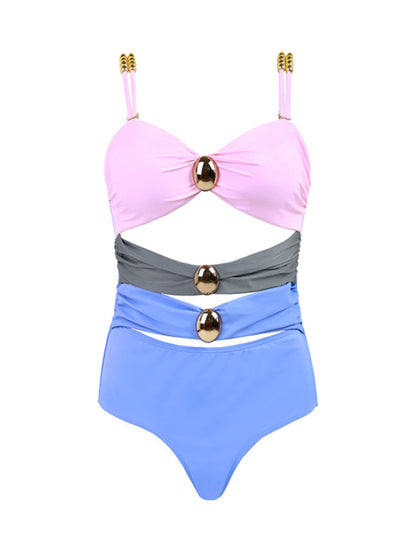 Modern swimsuit color matching sexy hollow seaside resort swimsuit/wrap skirt