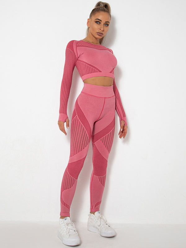 Women's Seamless Yoga Set - Quick-Dry Long Sleeve & Leggings