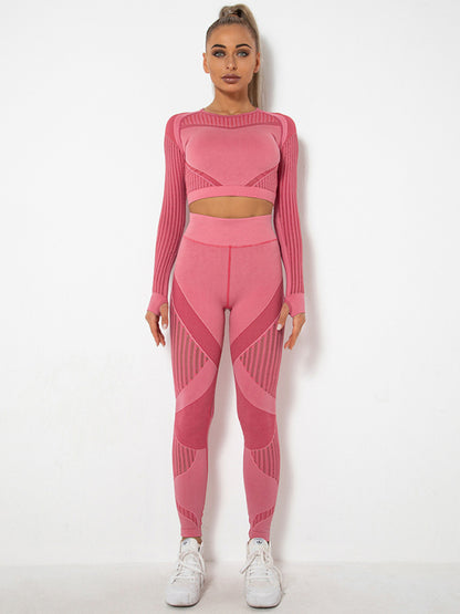 Women's Seamless Yoga Set - Quick-Dry Long Sleeve & Leggings