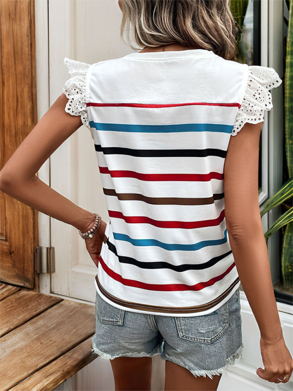 Striped Sleeveless Tank Top Polyester Women's Casual Blouse