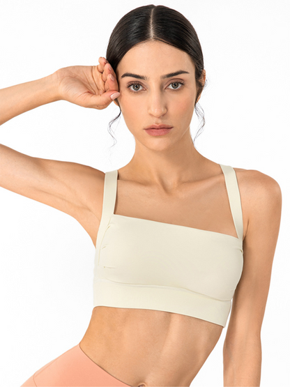 Women's Anti-Hunchback Posture Correction Sports Bra with Chest Pad Cracker khaki