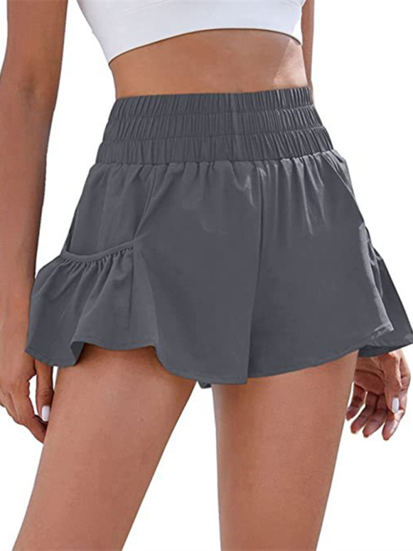 Women's Fitness Running Quick Dry High Waist Shorts with Pockets Charcoal grey