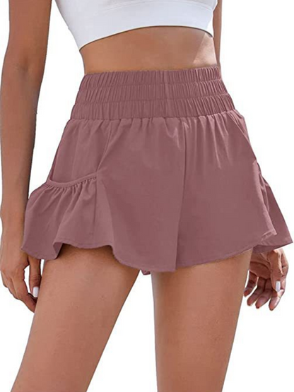 Women's Fitness Running Quick Dry High Waist Shorts with Pockets Pink