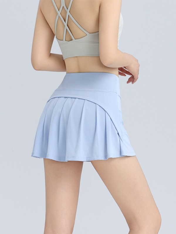 Women's Anti-Exposure High Waist Hip Lifting Sports Tennis Skirt Blue