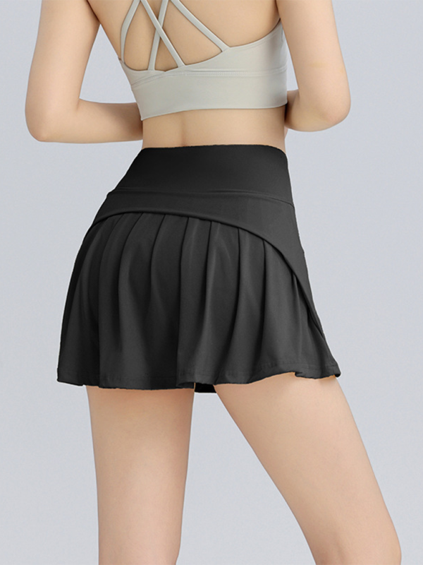 Women's Anti-Exposure High Waist Hip Lifting Sports Tennis Skirt Black