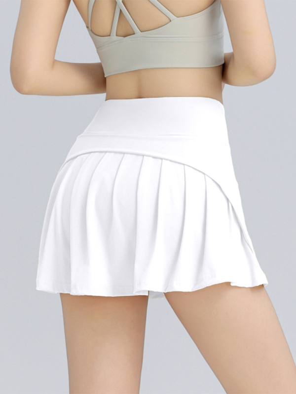 Women's Anti-Exposure High Waist Hip Lifting Sports Tennis Skirt White