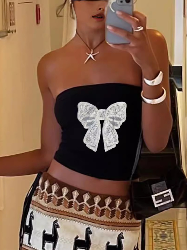 Sleeveless Tube Top with Personalized Print Y2K Top Pattern4