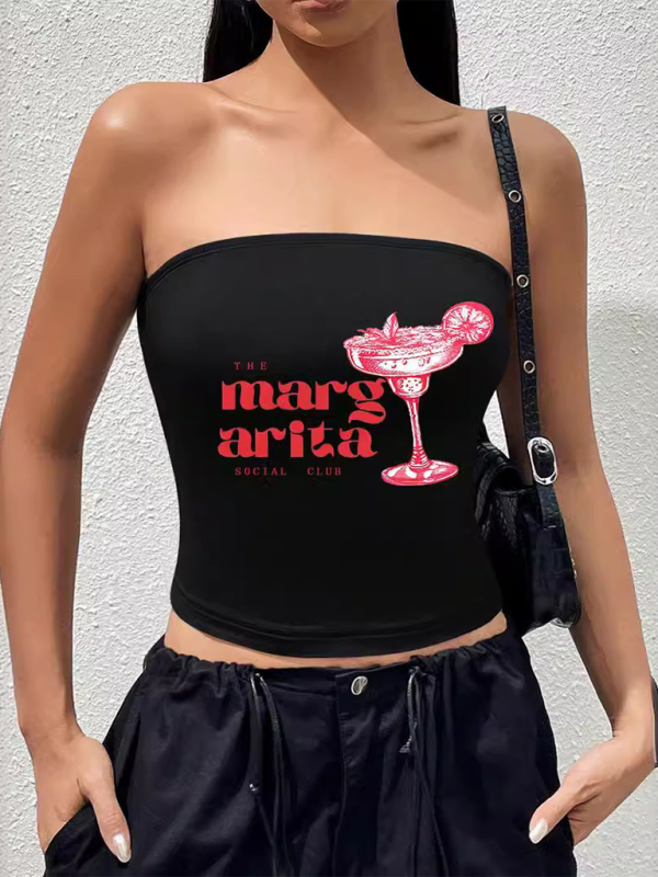 Sleeveless Tube Top with Cherry Print Y2K Top Pattern3