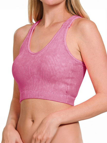 Women's solid color sports casual camisole Pink