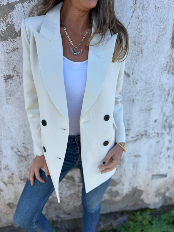 Women's Solid Color Blazer - Long Sleeve - Lapel Collar - Multiple Colors - Autumn Winter