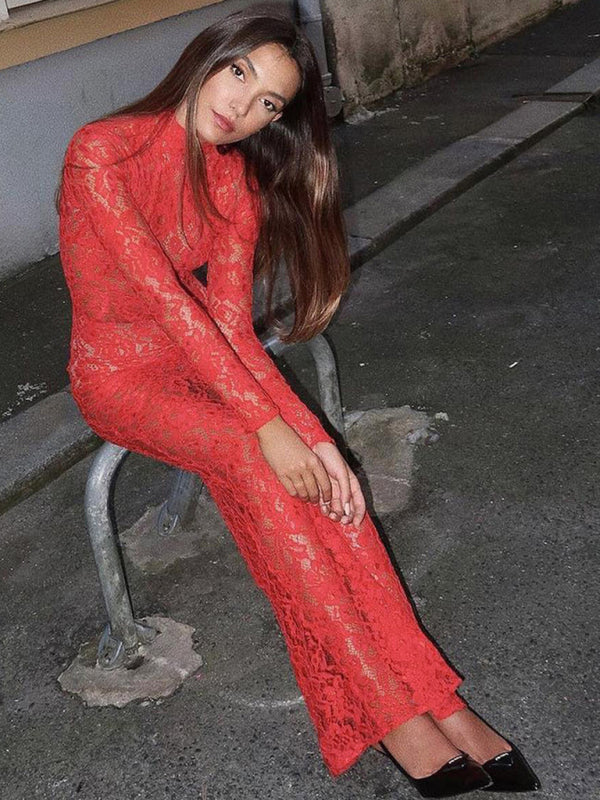 New sexy hollow lace pattern see-through dress – Lady Ros