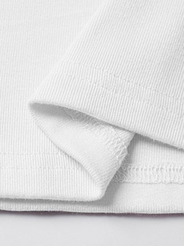 Women's Y2K Slim Fit U-Neck Contrast Short Sleeve Top - Retro Style