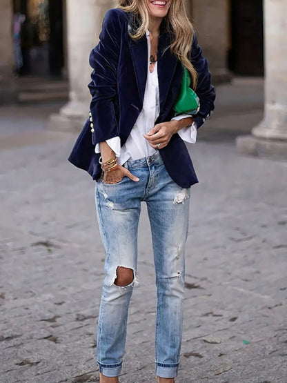 Women's Velvet Suit Jacket - Slim Fit - Multiple Colors - Four Season