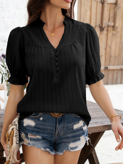 Women's flared half sleeve top Black