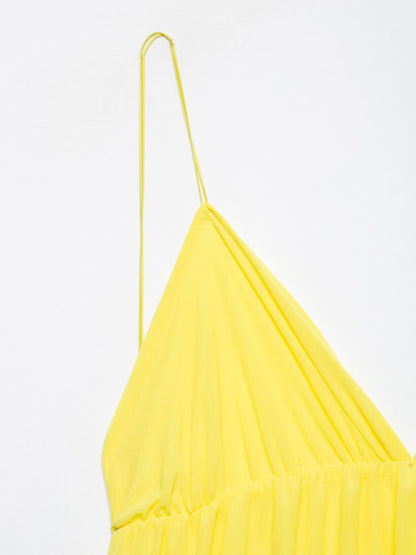 Sleeveless V-neck halter back short holiday dress