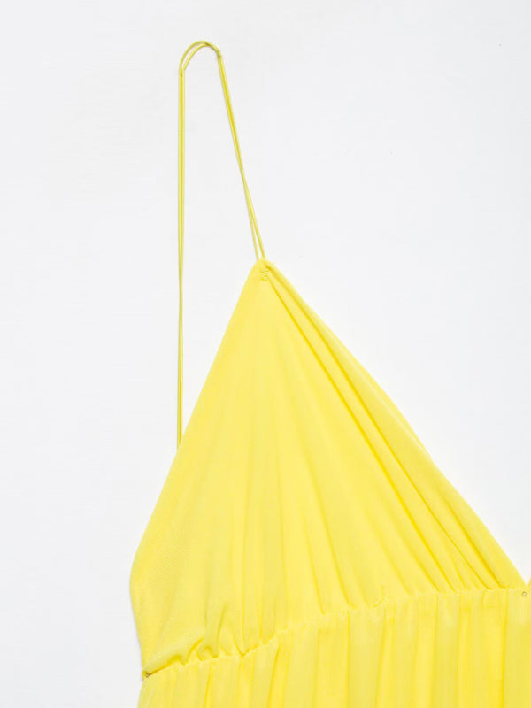 Sleeveless V-neck halter back short holiday dress