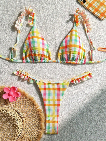 Check lace bikini Pattern