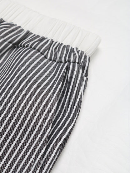 Contrast color striped casual trousers