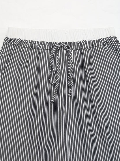 Contrast color striped casual trousers
