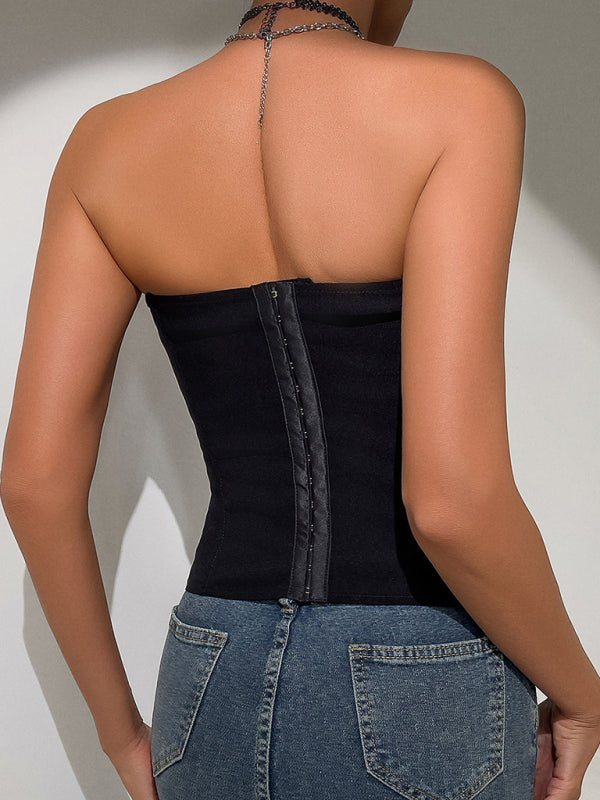 Wrap Tie Vest - Solid Color Knit Top