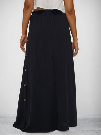 Women's Casual Button Skirt Commuter Midi Length Solid