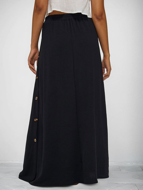 Women's Casual Button Skirt Commuter Midi Length Solid