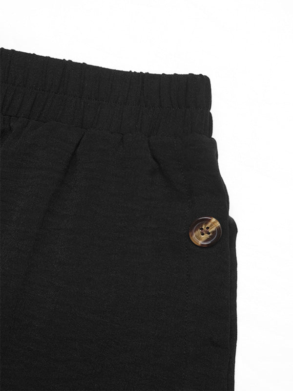Women's Casual Button Skirt Commuter Midi Length Solid