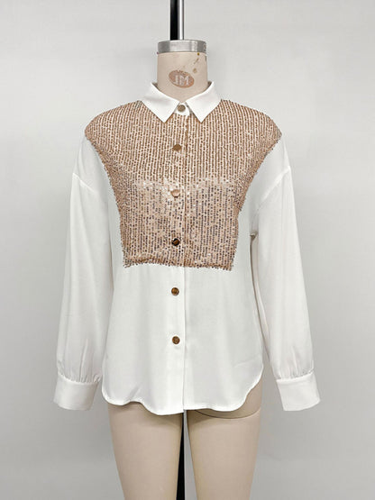 Sequined long-sleeved women's fashionable shirt
