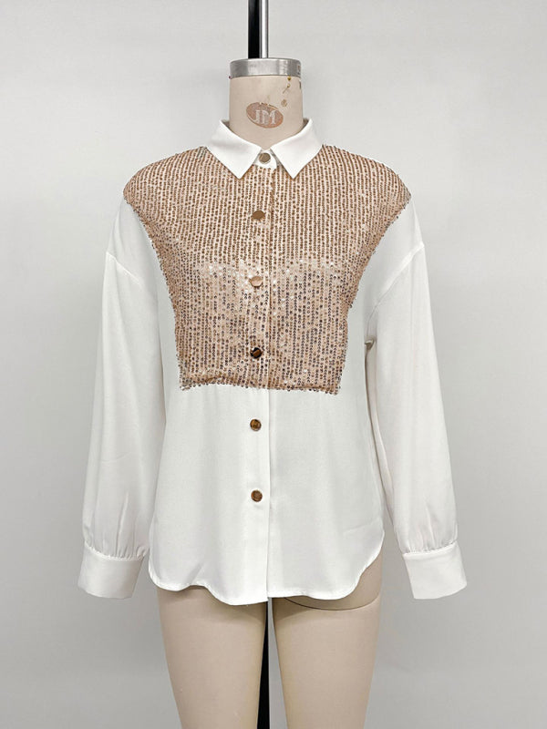 Sequined long-sleeved women's fashionable shirt