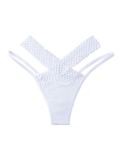 Low-rise cross-over thong White