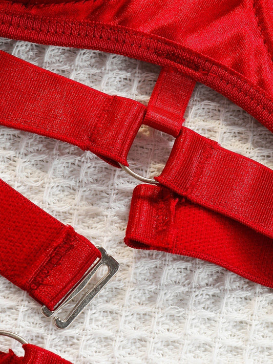 Christmas pure sexy lingerie four-piece set splicing sexy sexy set