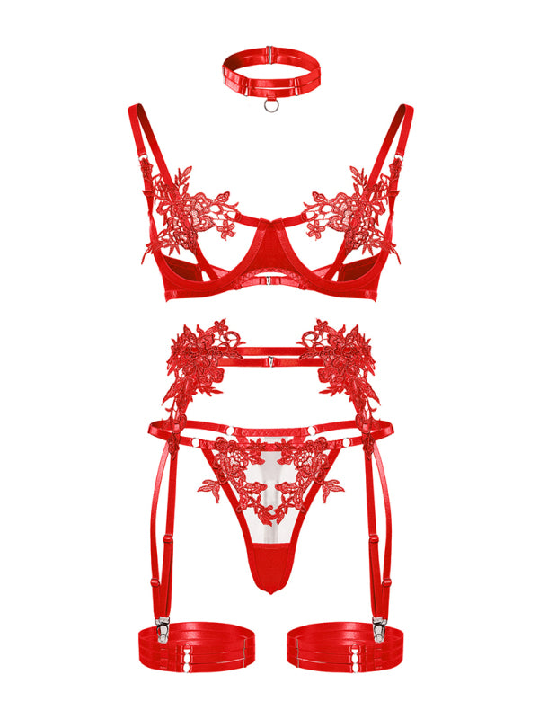 New Embroidered See-Through Sexy Lingerie Bra Set