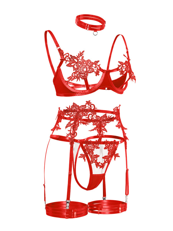 New Embroidered See-Through Sexy Lingerie Bra Set