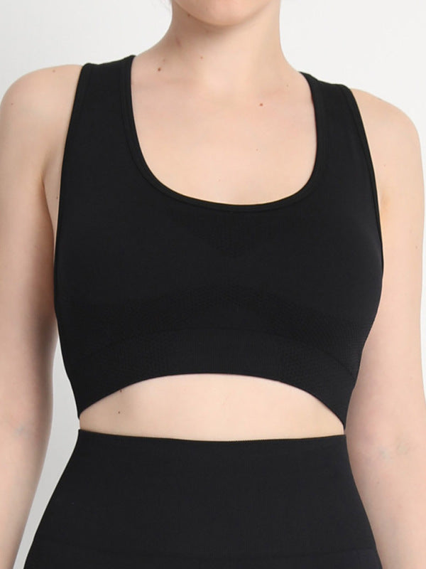 Women's Seamless Athletic Set - Dotted Sports Bra & High-Waist Leggings