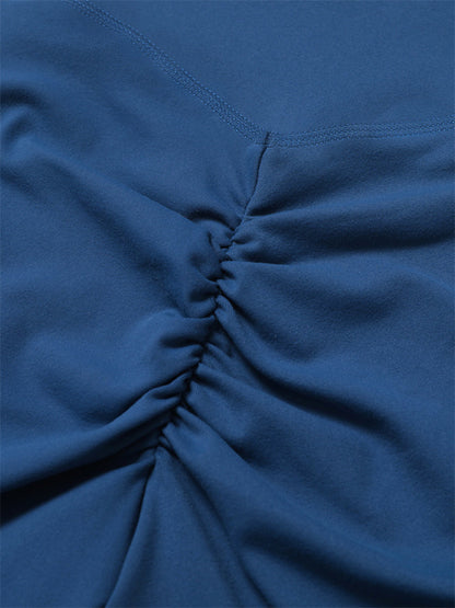 Women's Hip Pocket Crossover Waist Leggings Sports Shorts