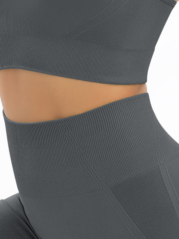 Women's Seamless Cotton Athletic Set - High-Waist Shorts & Tank Top