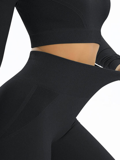 Women's Seamless Athletic Set - Long Sleeve Top & Leggings