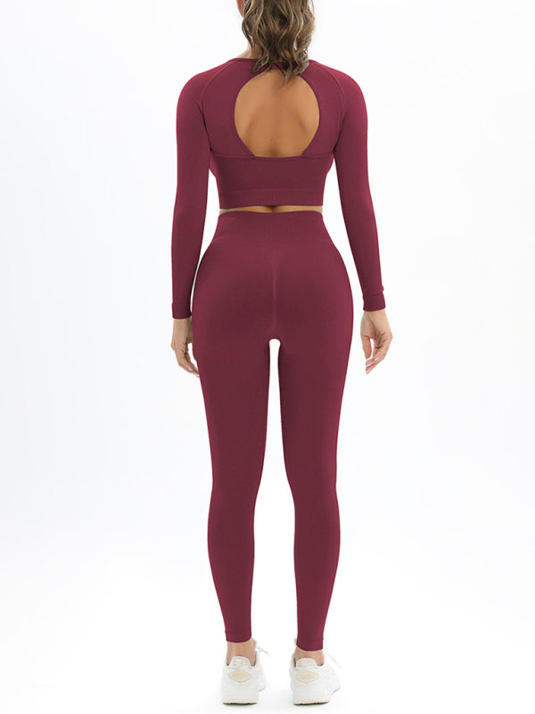 Women's Seamless Athletic Set - Long Sleeve Top & Leggings
