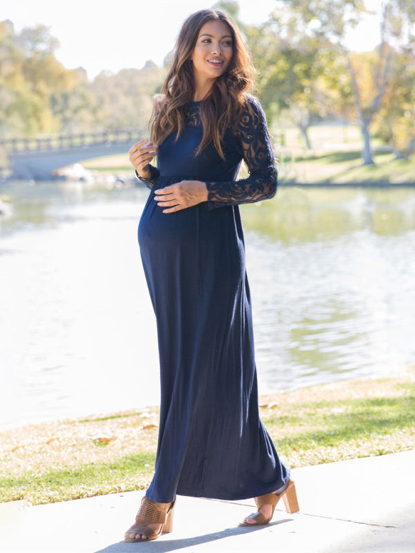 Maternity Lace Dress - Long Sleeve Elegant Style Lady Ros Maternity Lace Dress - Long Sleeve Elegant Style Lady Ros