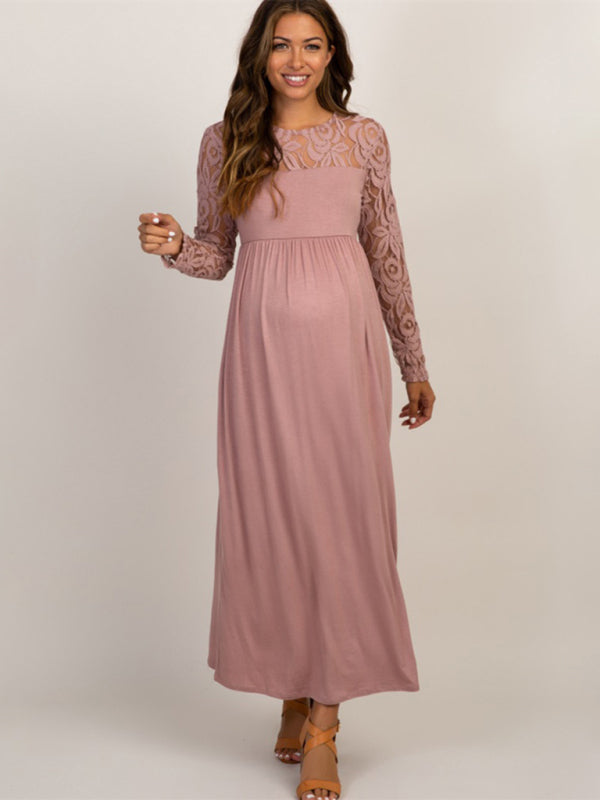 Maternity Lace Dress - Long Sleeve Elegant Style Lady Ros Maternity Lace Dress - Long Sleeve Elegant Style Lady Ros