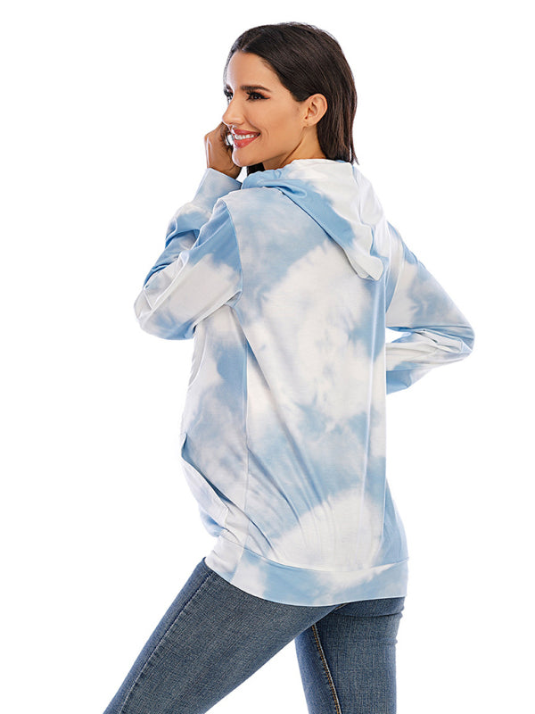 Women's Tie Dye Breastfeeding Loose Maternity Hoodies