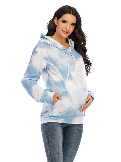 Women's Tie Dye Breastfeeding Loose Maternity Hoodies